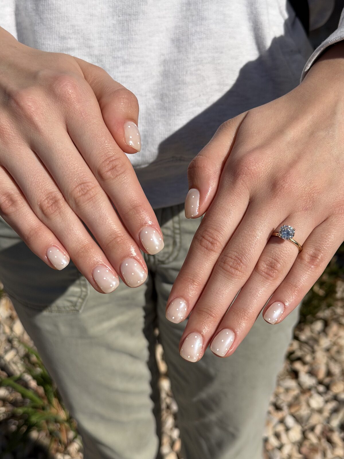 Milky white gel manicure on short round nails — Logan, Utah